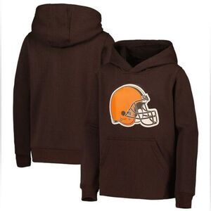 NWT NFL Team Apparel Youth Brown Cleveland Browns Logo Hoodie - Size Large